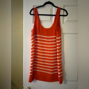 From JOIE Bright orange sleeveless tunic/dress.Sm Stripes.  NWOT.  100% silk.